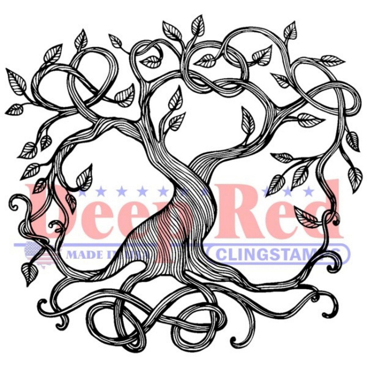 Deep Red Stamps Tree of Life Rubber Cling Stamp 2.1 x 2 inches